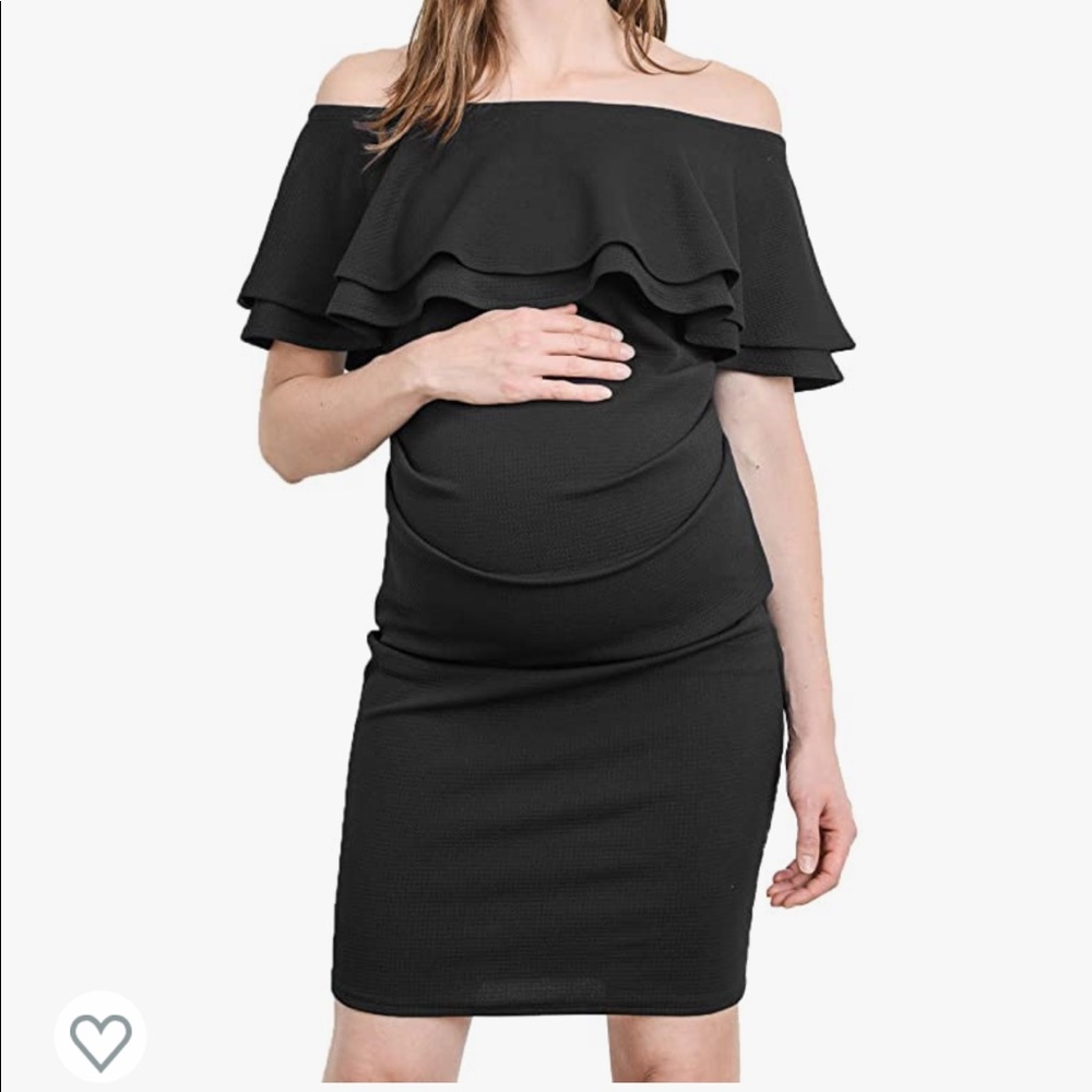 BLACK maternity off shoulder dress